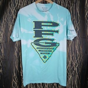 Columbia PFG T-Shirt Mens L Blue Tie‎ Dye Performance Fishing Gear Graphic Tee